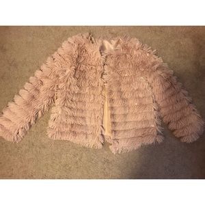 Womens Open Front Cardigan Shaggy Faux Fur Coat